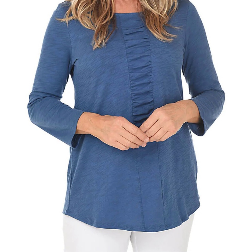 Habitat cotton top with ruched panel. Beautiful shade of blue.
